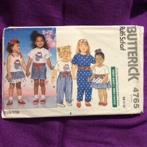 Butterick Sewing pattern 4765 girls top dress skirt